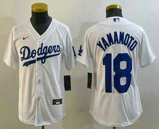 Youth Los Angeles Dodgers #18 Yoshinobu Yamamoto White Stitched Cool Base Nike Jersey,We sell and wholesale Youth Los Angeles Dodgers #18 Yoshinobu Yamamoto White Stitched Cool Base Nike Jersey on line form chian!